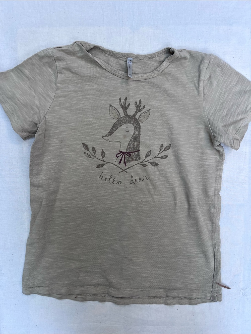 Rylee + Cru "Hello Deer" Basic Graphic Tee - Champagne/Beige - Size 10/12 Y